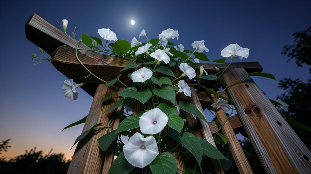 Moonflower Vine with Star-Shaped White Petals