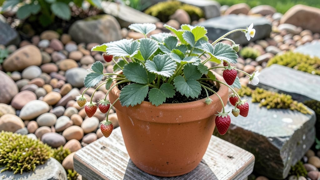 Dwarf Alpine Strawberries with Winter Protection