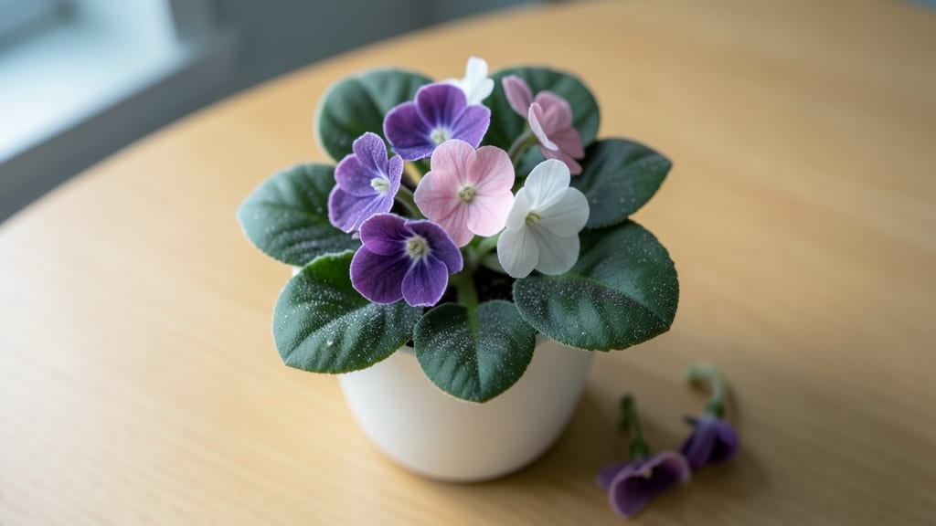 African Violet Produces Nonstop Colorful Blooms