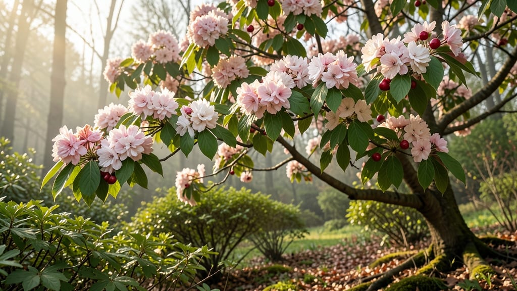 Pink Dogwood Tree with White Edged Blooms