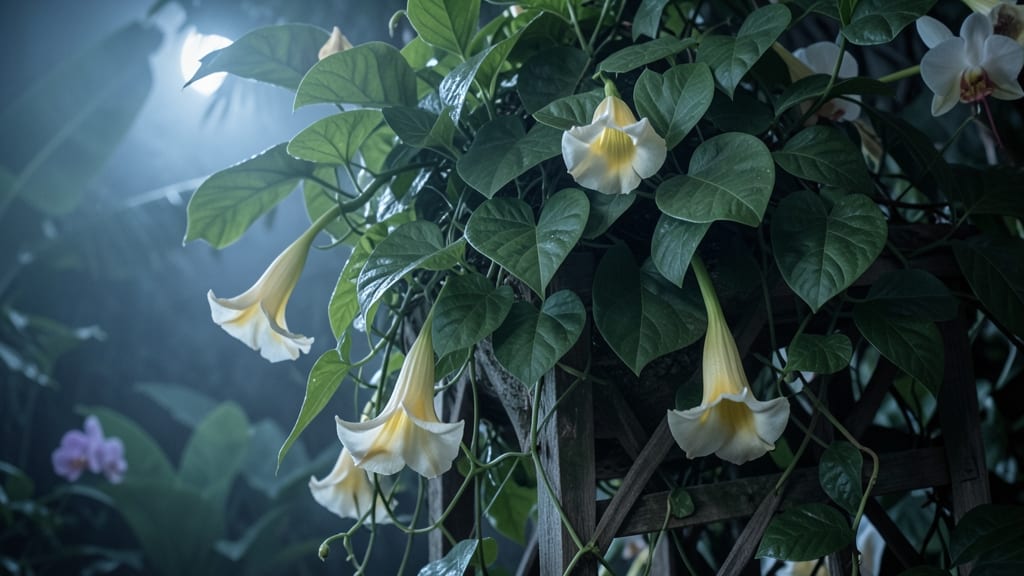 Angel's Trumpet with Exotic White and Yellow Blooms