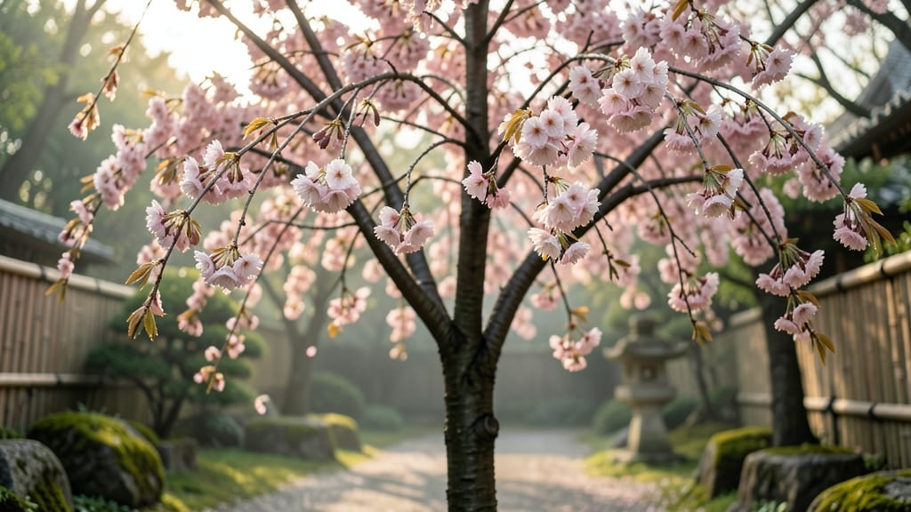 Pink Flowering Cherry Tree with Delicate Petals