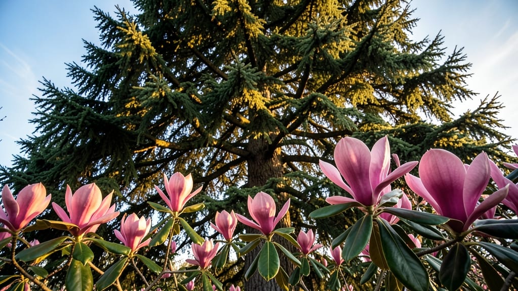 Pink Magnolia Tree with Large Showy Blooms