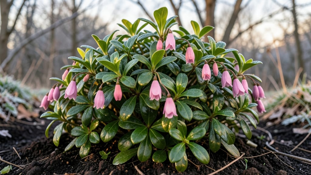 Pieris Japonica with Bell-Shaped Pink Flowers