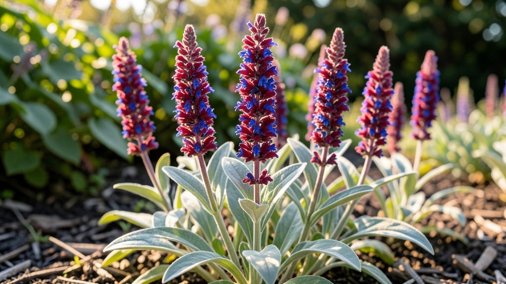 Salvia: Vibrant Red and Blue Flower Spikes