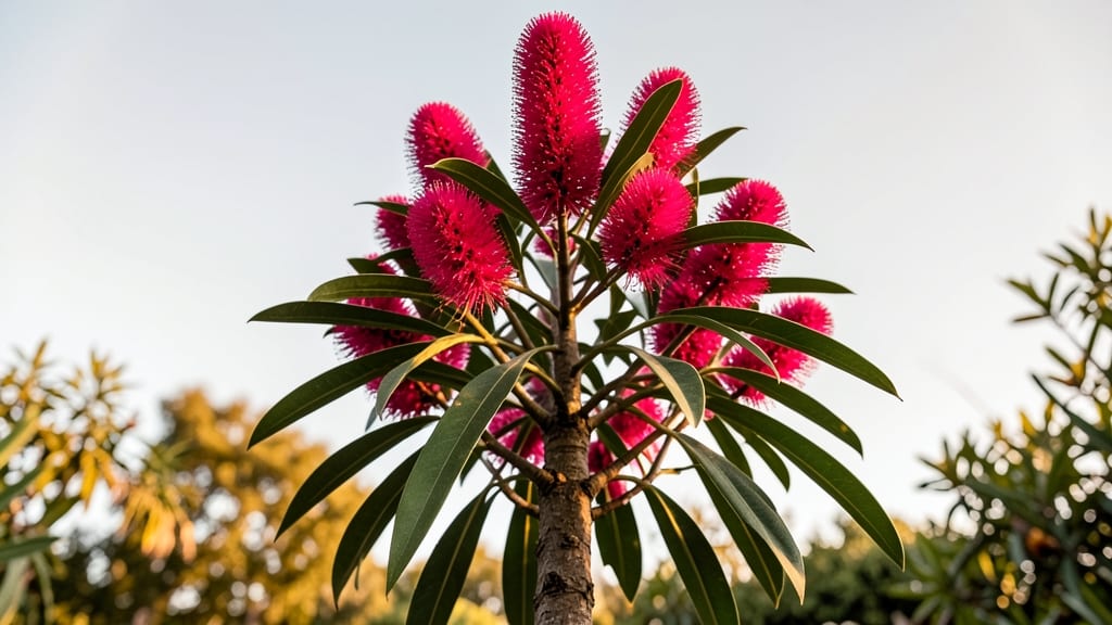 Pink Bottlebrush Tree with Unique Flower Shape