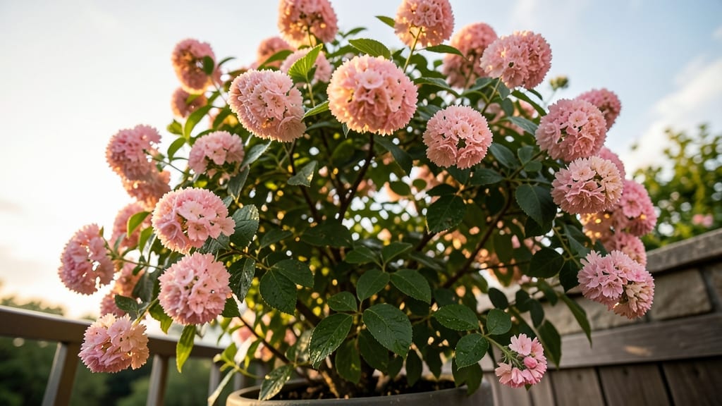 Bridal Wreath Spirea with Rosy Pink Clusters