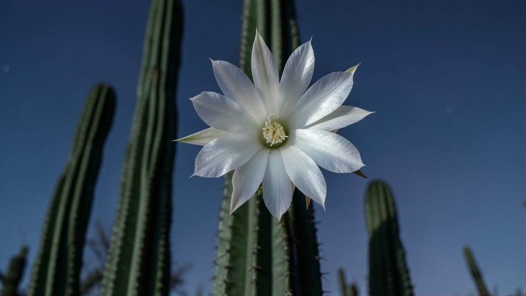Night-Blooming Cereus Cactus with White Star Flowers