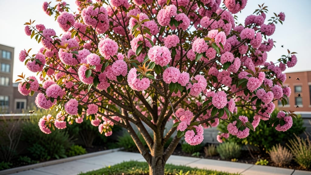 Pink Hawthorn Tree with Thick Clusters
