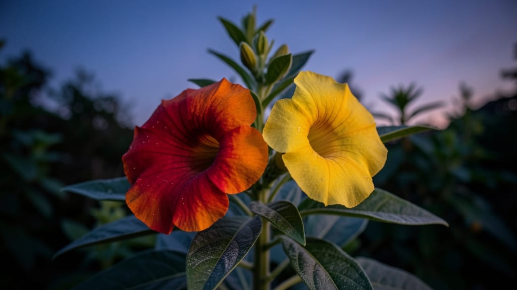 Four O'Clock Flower with Vibrant Red and Orange Petals