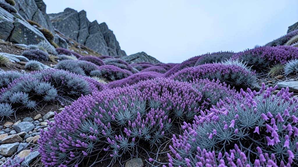 Heather with Purple and Pink Winter Blooms